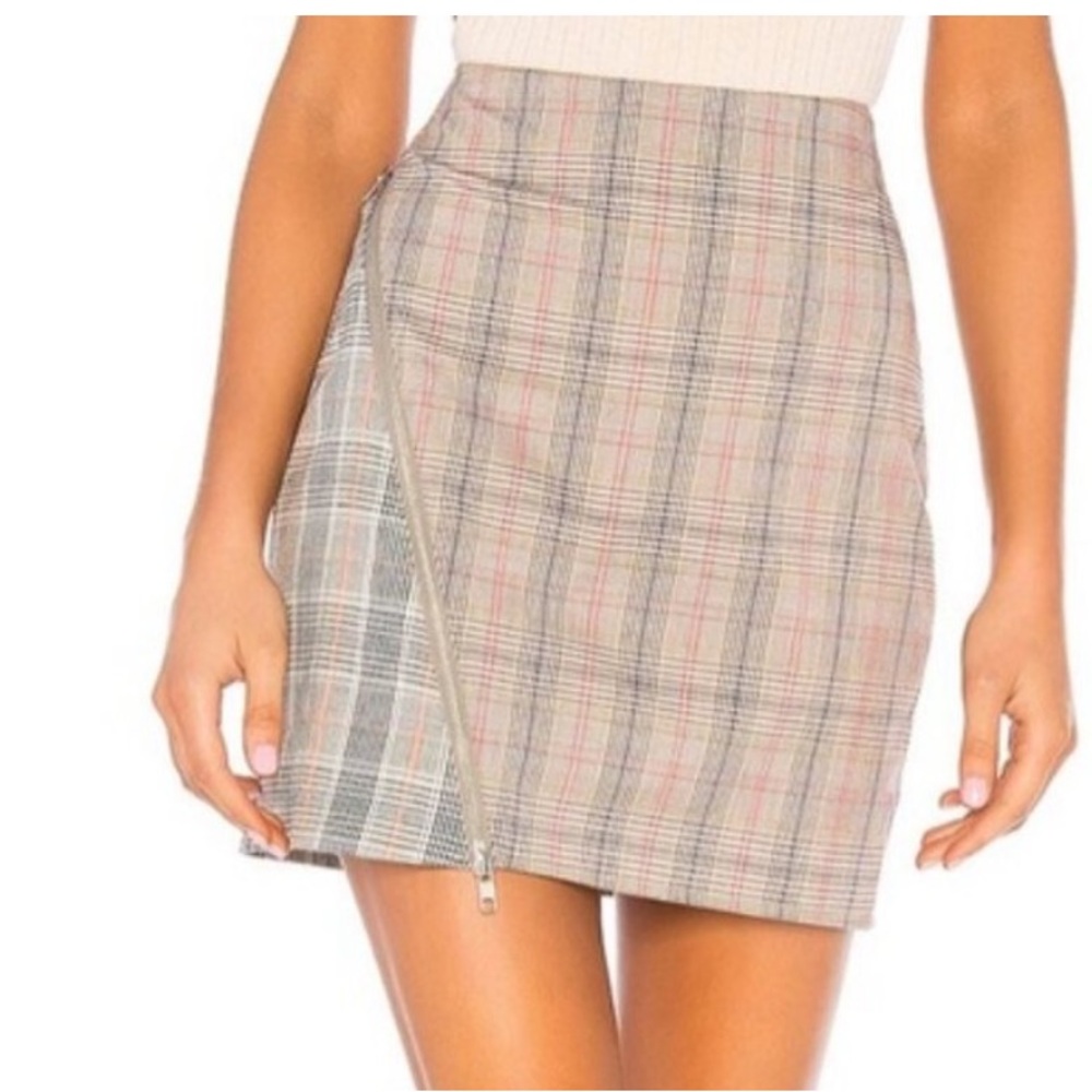 Revolve Lovers + Friends Plaid Zipper Skirt size small